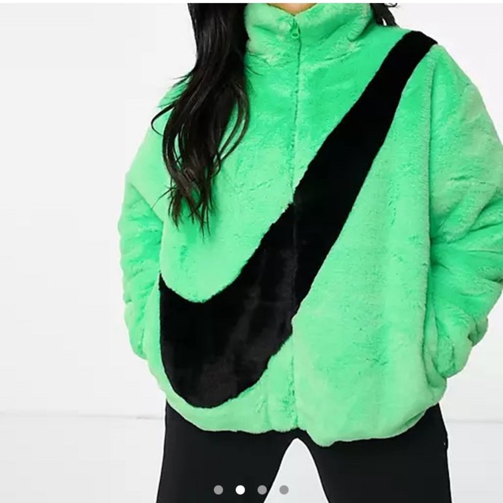 Mint neon green fur Nike coat